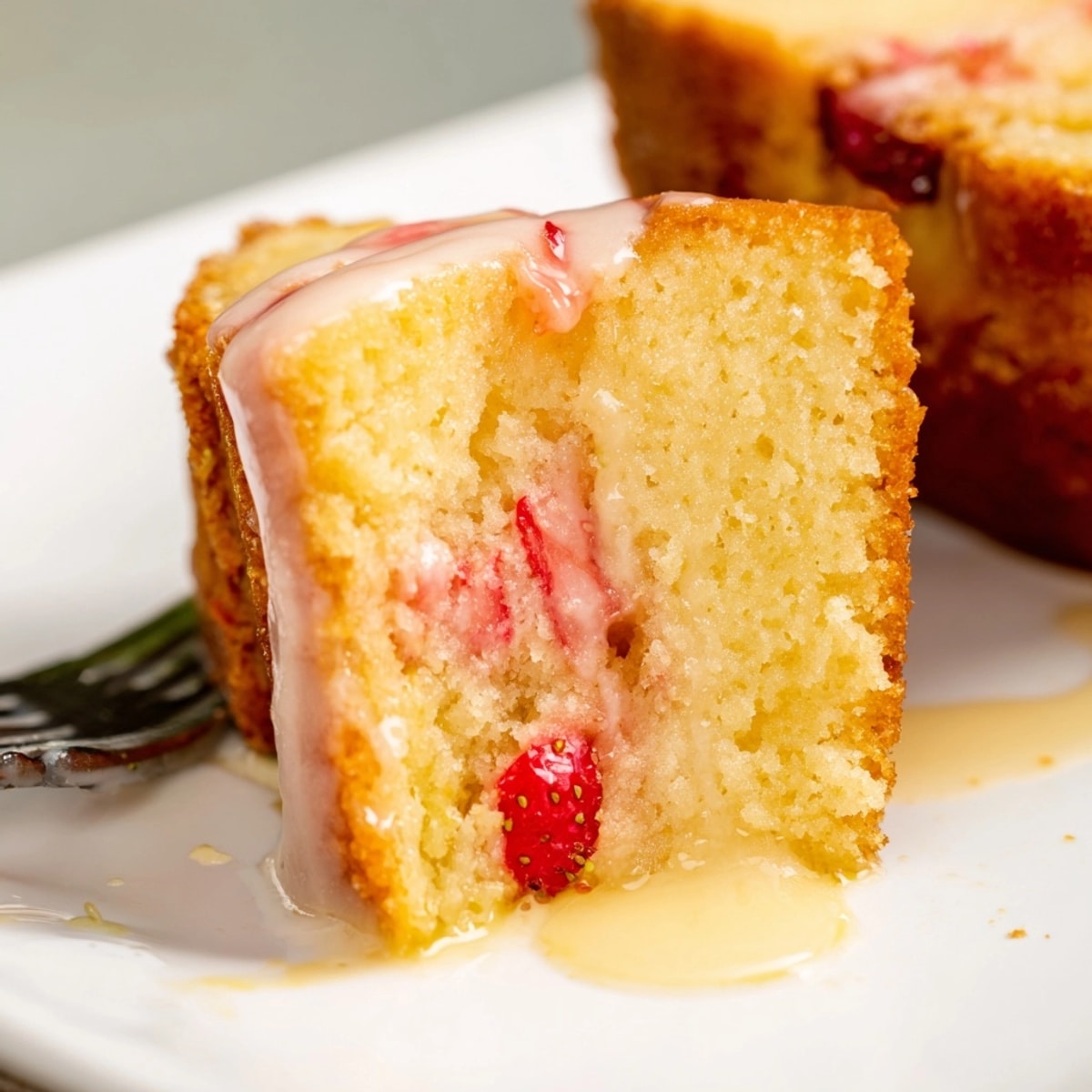 Gâteau aux ananas et aux fraises fraîchement cuit, idéal avec le café.