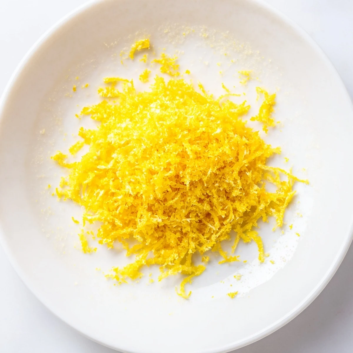 Close-up photo of bright, finely grated lemon peel, ready to enhance any dish's flavor profile.