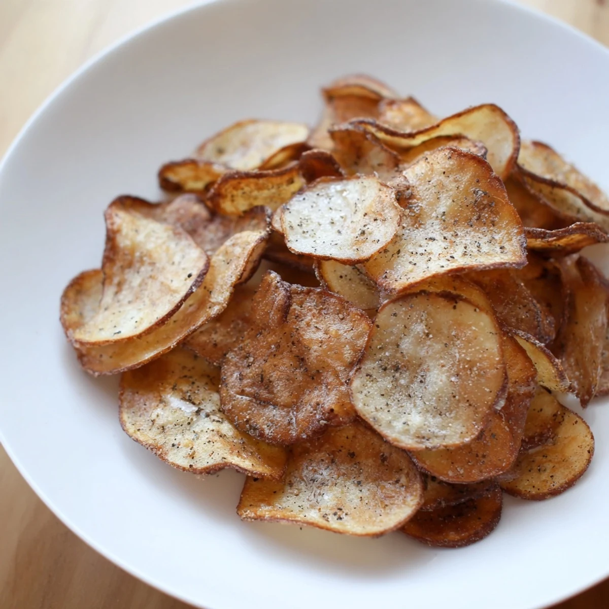 Homemade crispy chips piled high, promising a satisfying crunch with every flavorful bite.