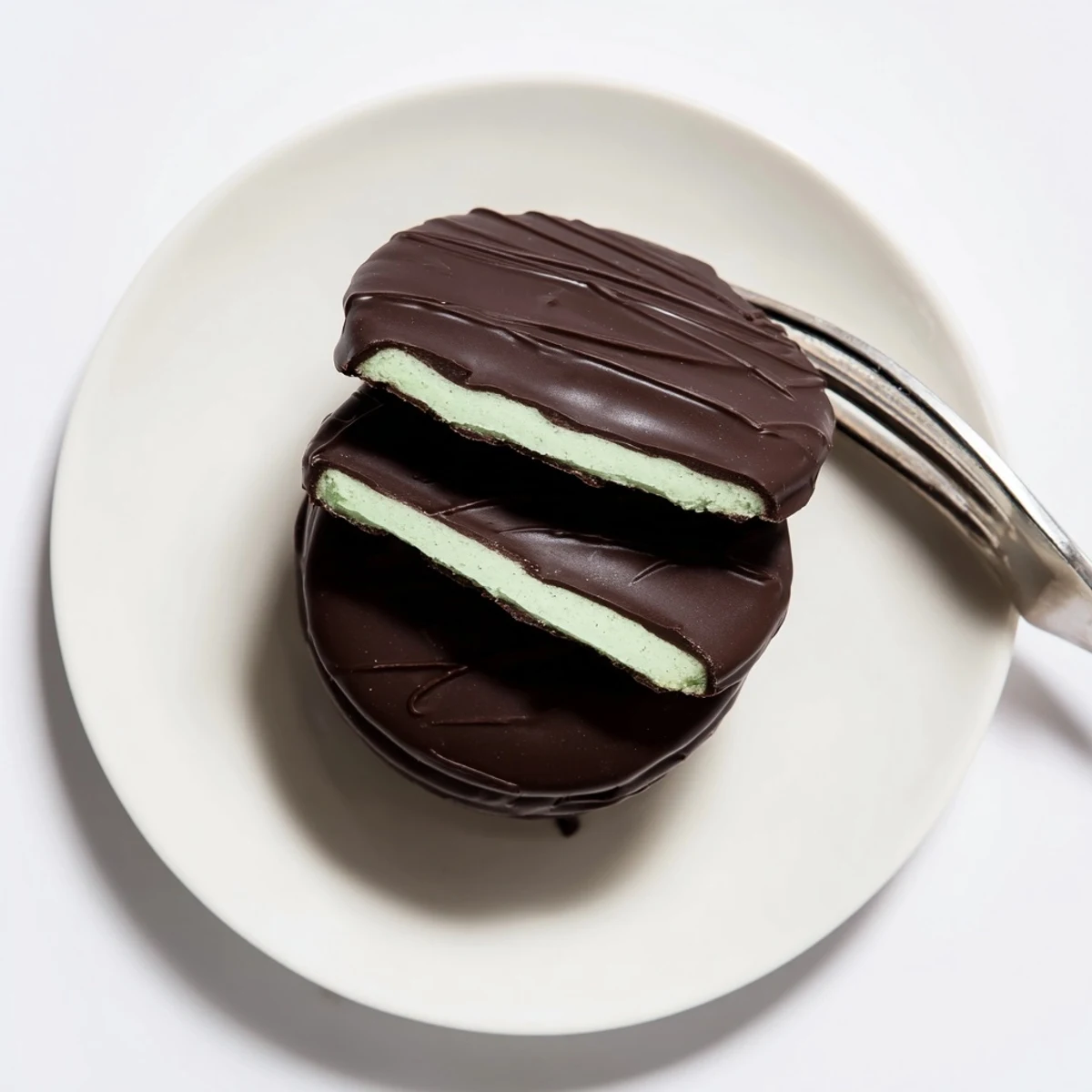 Homemade Peppermint Patties arranged, showcasing smooth chocolate and creamy mint filling, a perfect dessert.