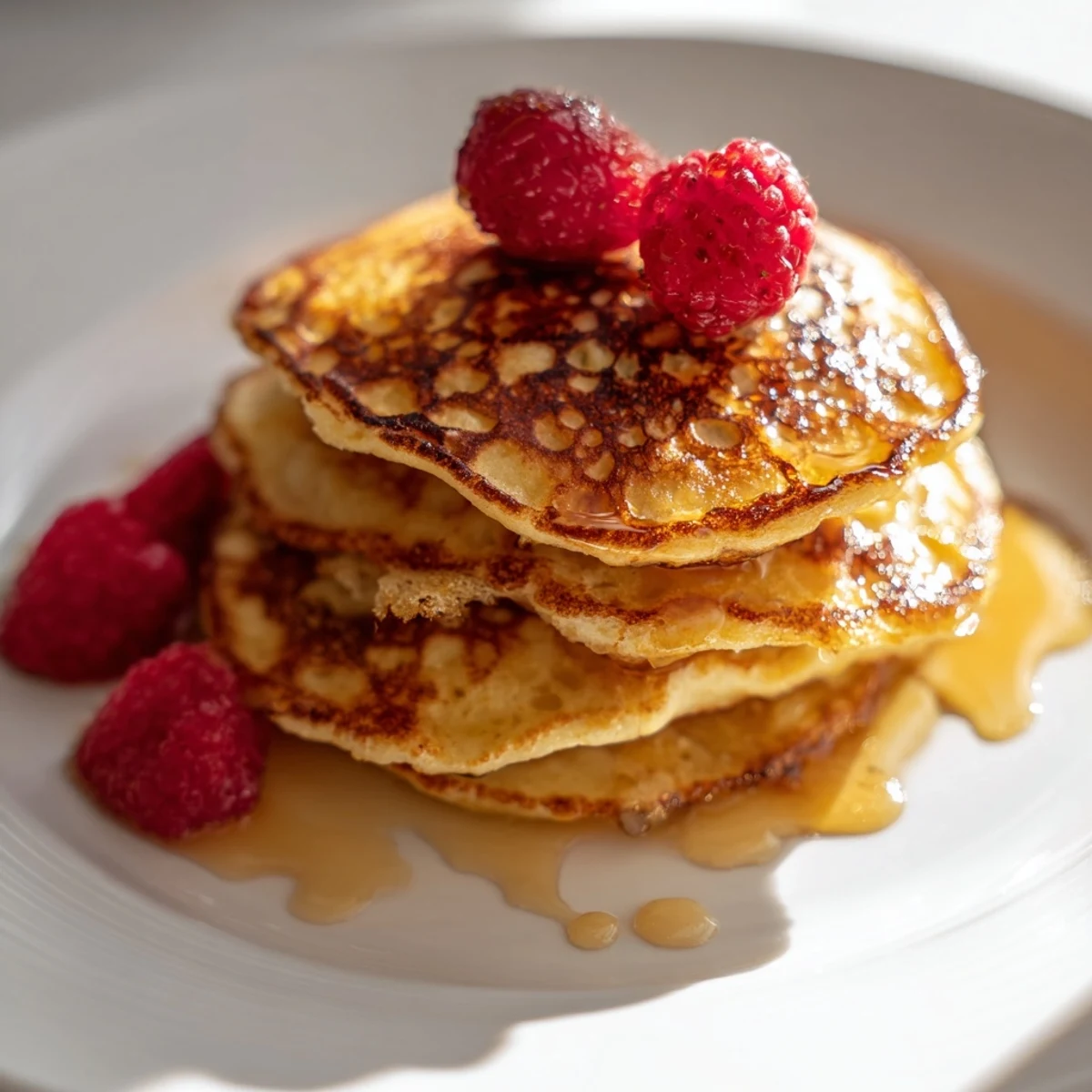 Beautifully browned, crispy edge pancakes with enticing golden, textured edges and soft centers.
