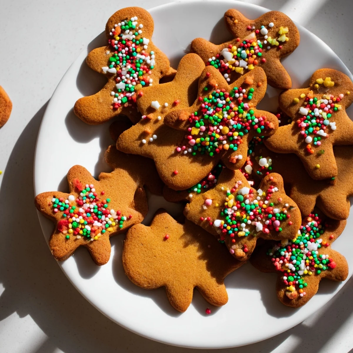 Freshly baked gingerbread cookies, with a dusting of powdered sugar, are perfect for sharing.