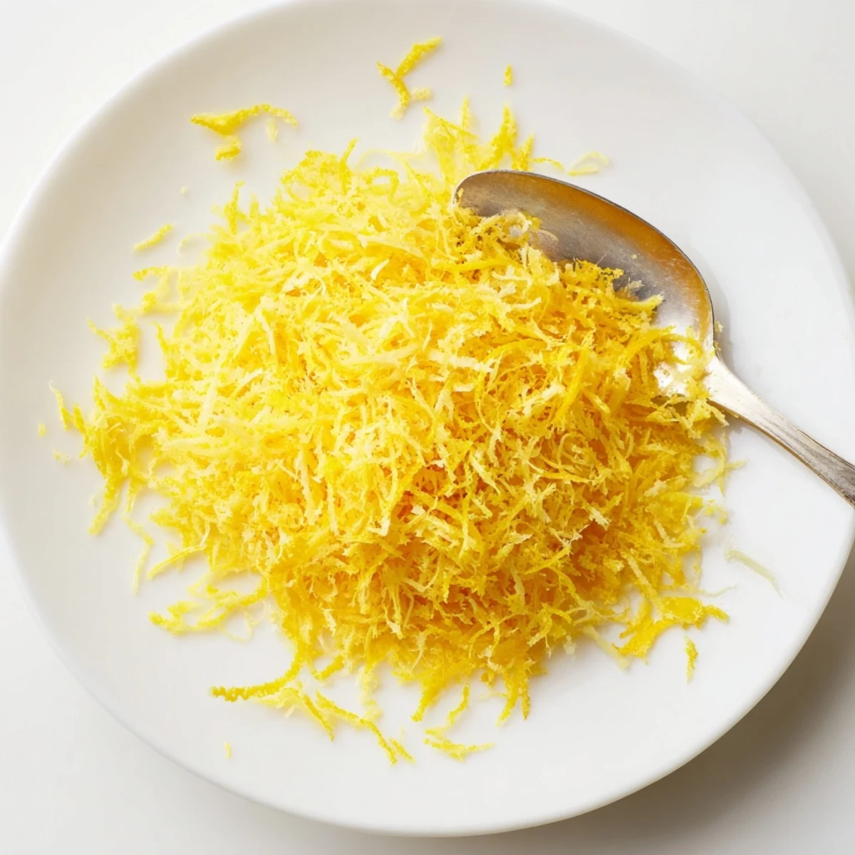 Fresh, fragrant microplaned lemon peel ready to zest up your baking and brighten flavors.