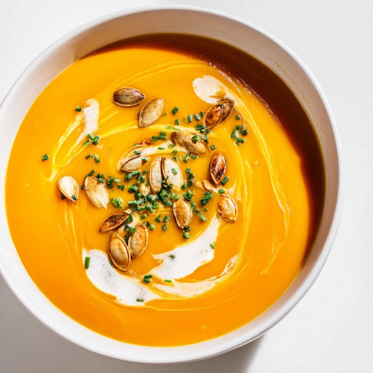 Creamy, spiced Savory Pumpkin Soup, perfect for a cozy fall dinner.