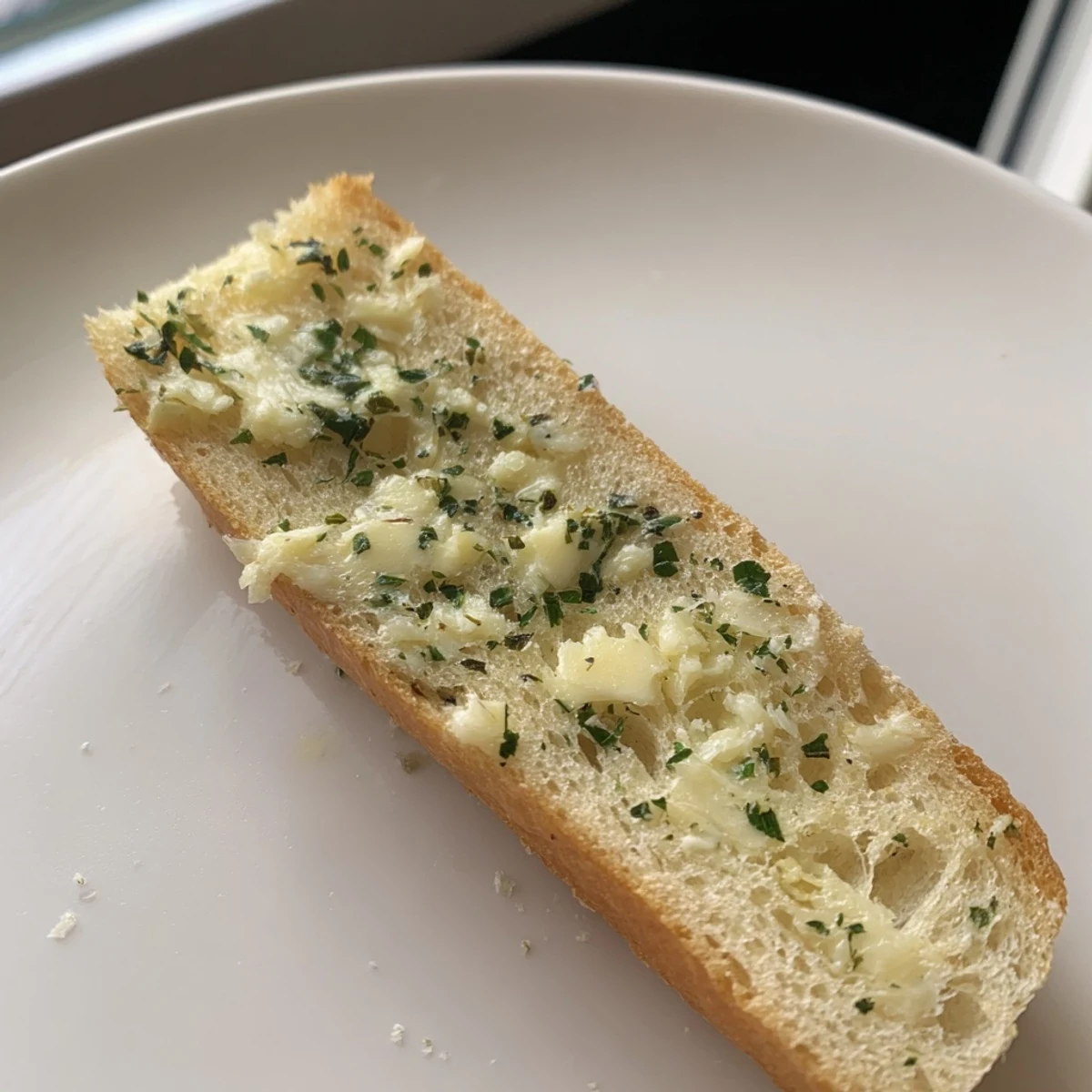 Savoureux pain grillé à l'ail croustillant, garni de beurre à l'ail fondu, prêt à être dégusté.