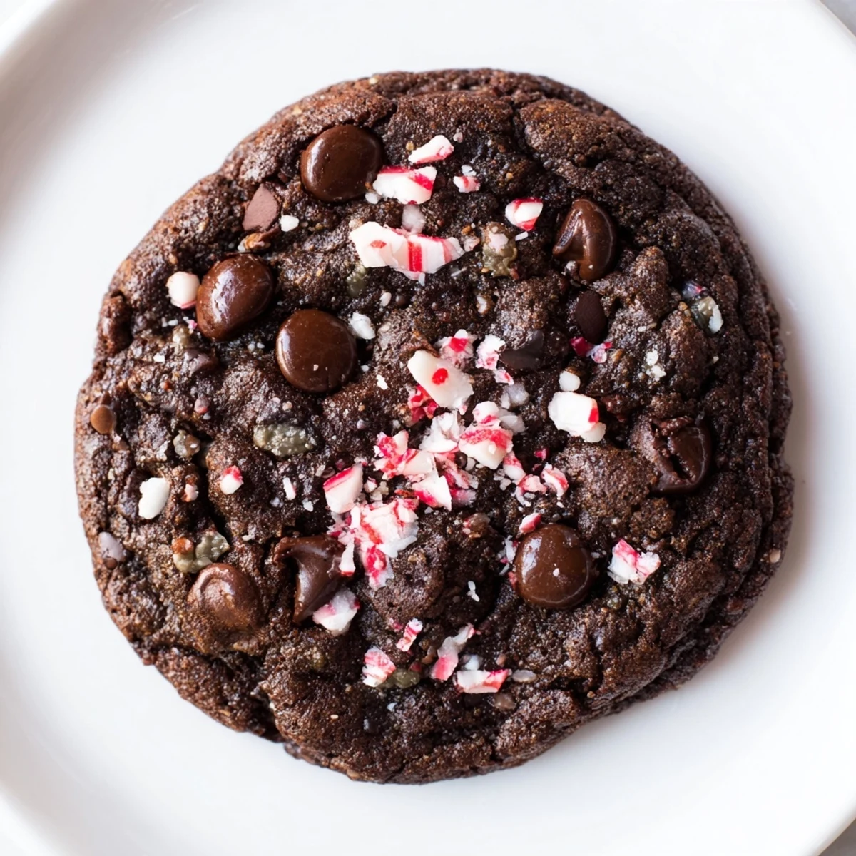 Close-up of a delightful Patty Peppermint cookie, showing its soft center and vibrant peppermint topping.