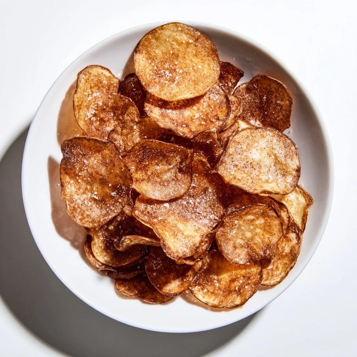 Golden, crispy homemade chips, perfectly seasoned, ready for snacking, a true American classic.