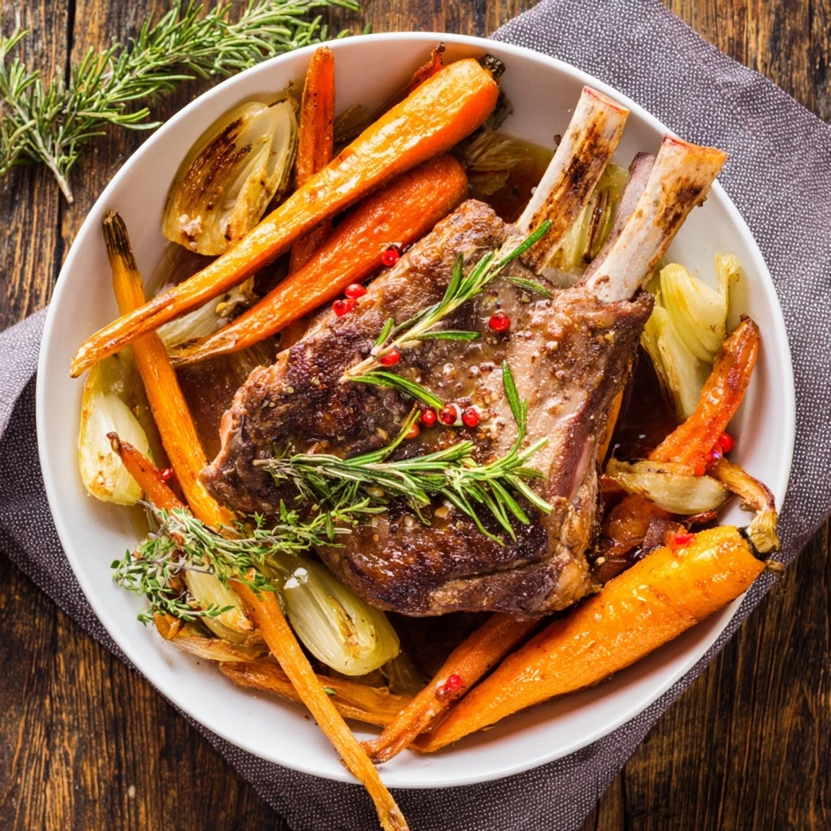 Golden brown slow roasted lamb shoulder, infused with garlic and herbs, a fantastic entree.