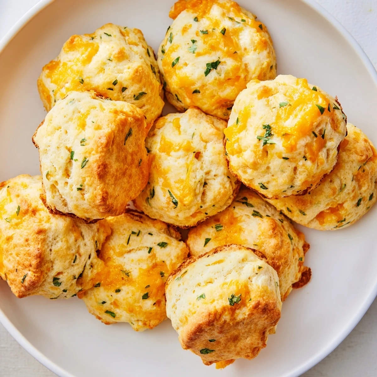 A close-up of fluffy Savory Cheese and Herb Scones, showing the melted cheese and herbs within.