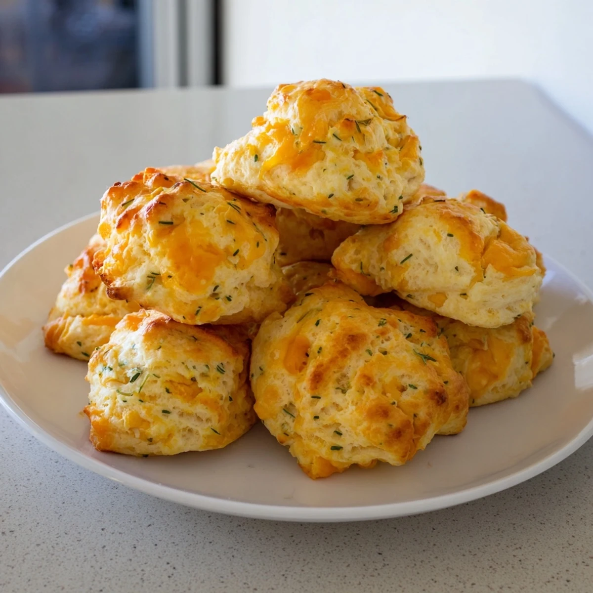 Warm, homemade Savory Cheese and Herb Scones, ideal beside a cup of tea or coffee, ready to enjoy.