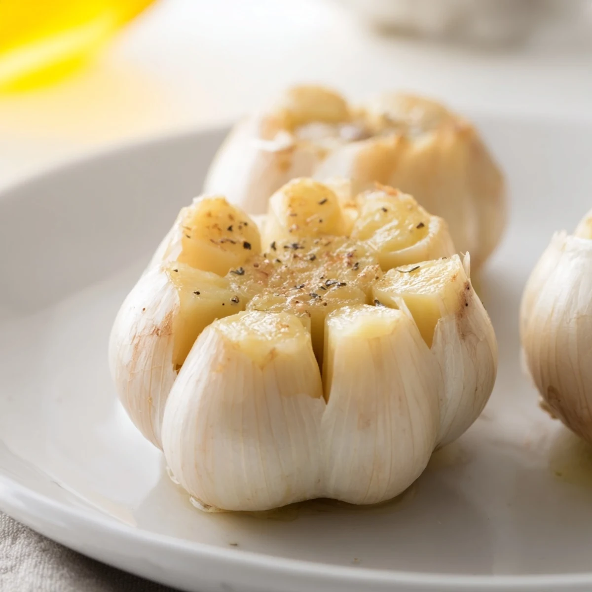 Soft, caramelized roasted garlic, a flavorful condiment perfect for pasta sauces and more.