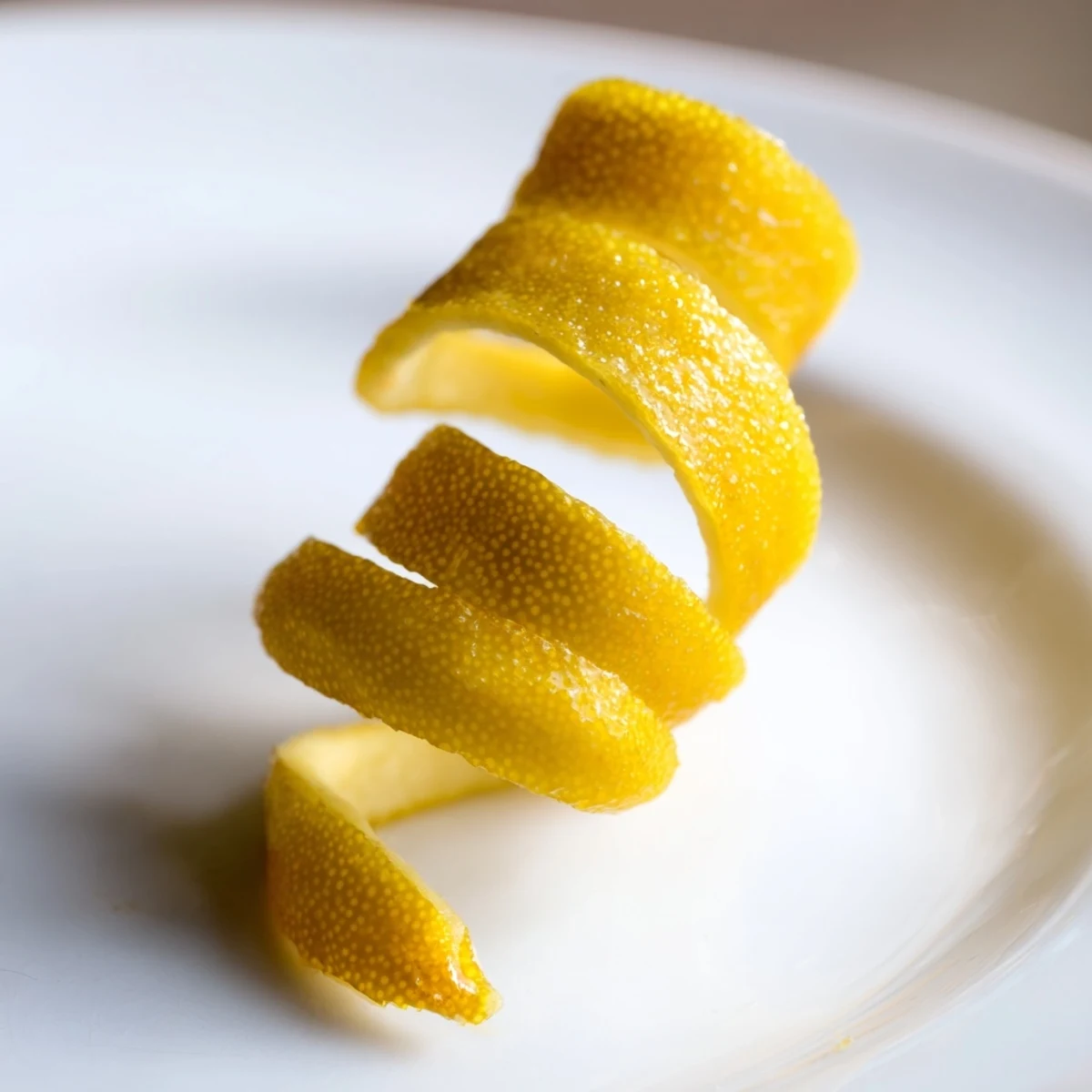 Un "Lemon Twist" flottant, aux éclats vibrants, parfume délicatement un cocktail rafraîchissant au citron.