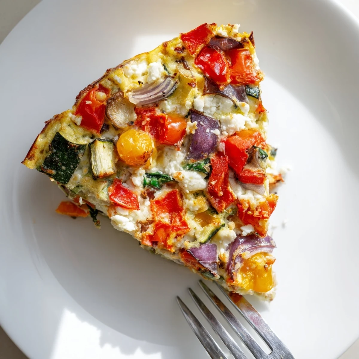 Hearty roasted vegetable frittata, a vegetarian delight baked until golden, perfect for sharing at brunch.