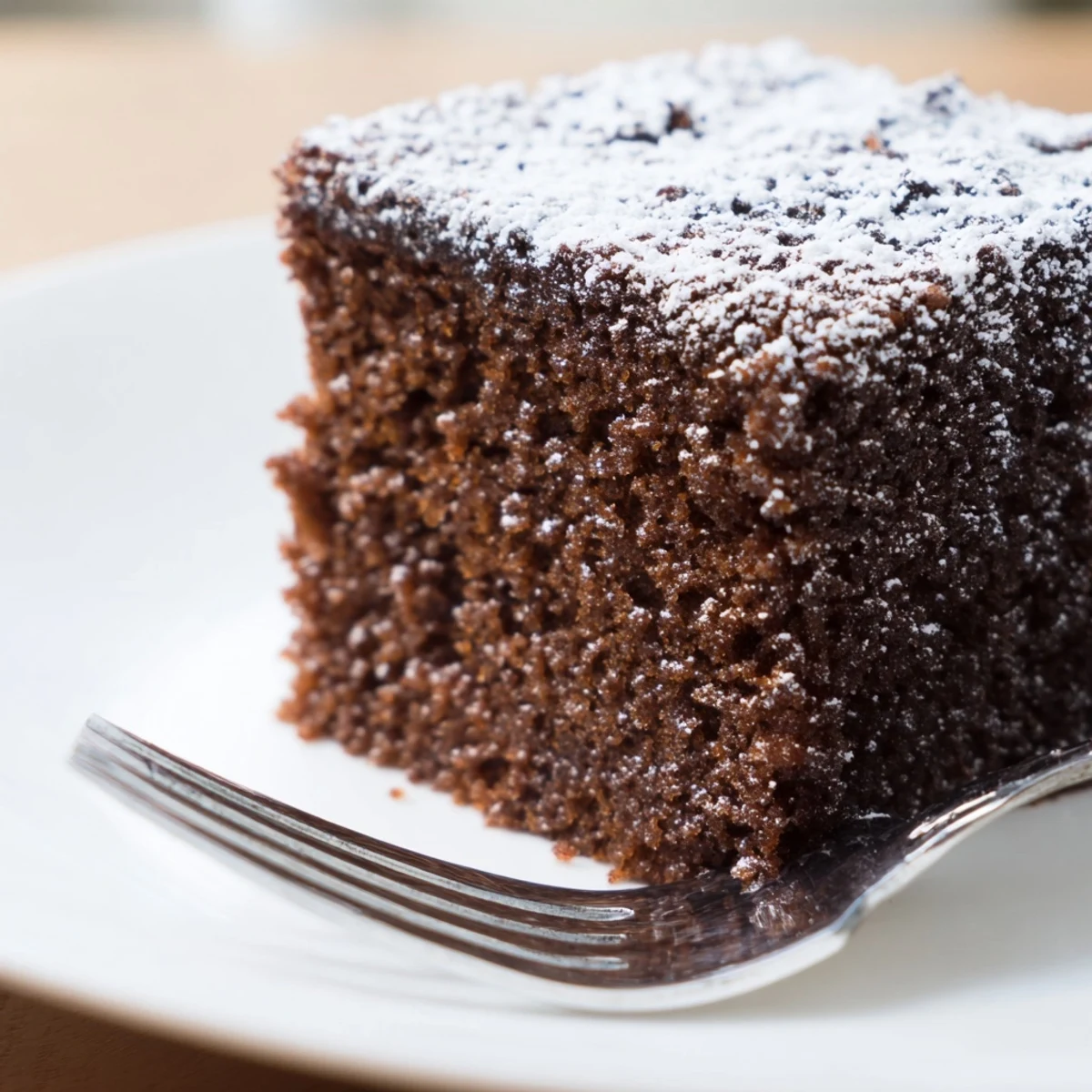 Un délicieux Gingerbread Cake with Ginger encore tiède et saumuré de sucre glace