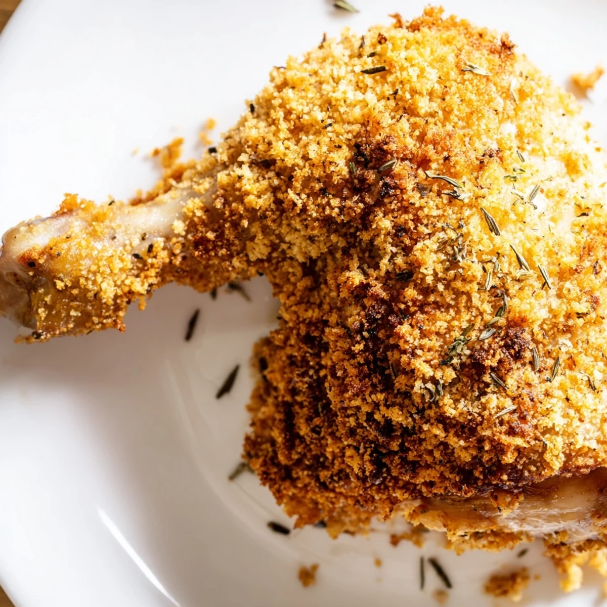 Ces cuisses et pilons de Crispy Supper Chicken au panure panko croustillant et doré sortent du four.