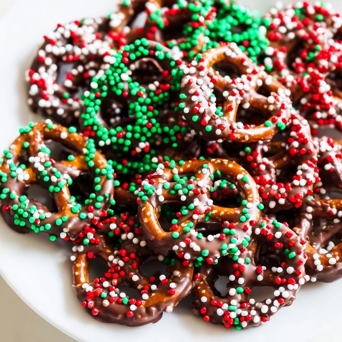 Ces bretzels recouverts de chocolat et saupoudrés de croquantes paillettes festives sont une délicieuse collation sucrée et salée.