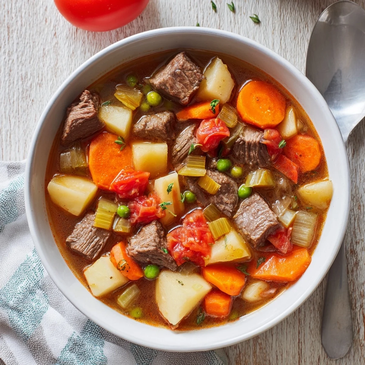 Assiette de Slow Cooker Supper Stew Pot, morceaux de bœuf tendres et carottes crémeuses à souhait.