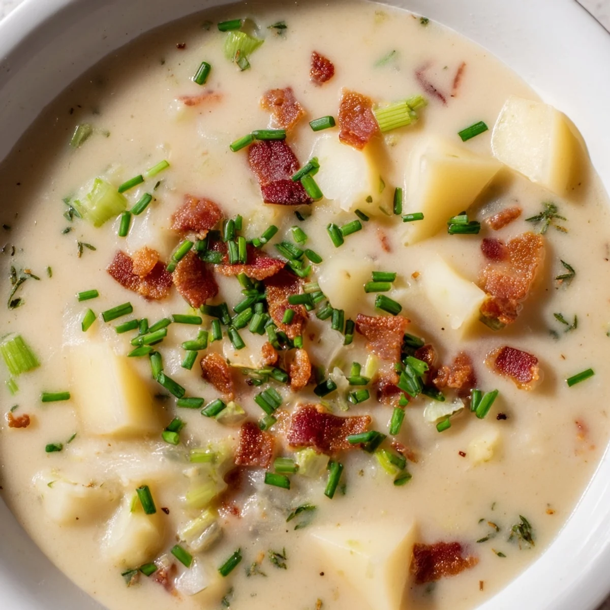 Une soupe aux pommes de terre irlandaise rustique avec de la leurre et des carottes, présentée dans une coupe rustique.