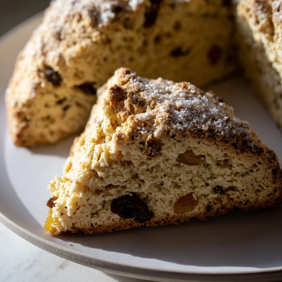 Rustic Irish Soda Bread Scones served with jam and salted butter.