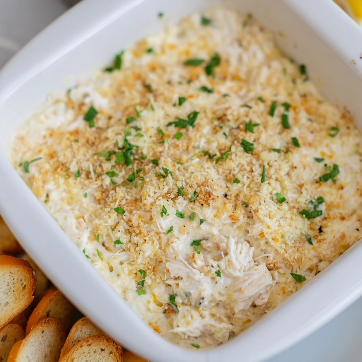 Servir chaud ce crabe crémeux avec des croûtons dorés et des biscuits variés pour une soirée élégante.