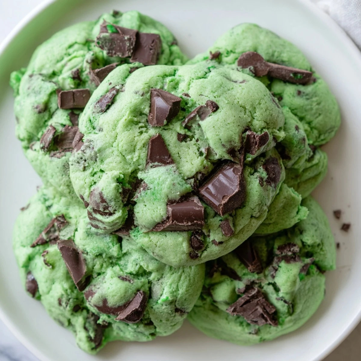 Vert émeraude et pépites brillantes : des Mint Chip Cookies tendres, parfaits pour vos occasions festives.