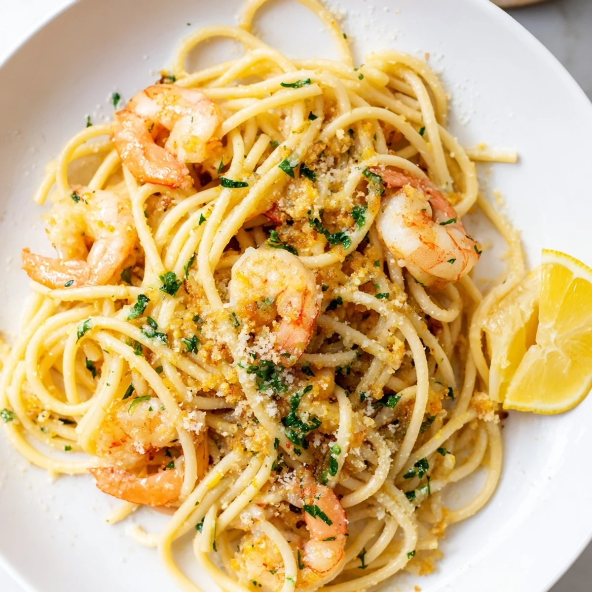 Savoureuse recette de pâtes aux crevettes au citron et à l'ail, facile à préparer et délicieusement parfumée.