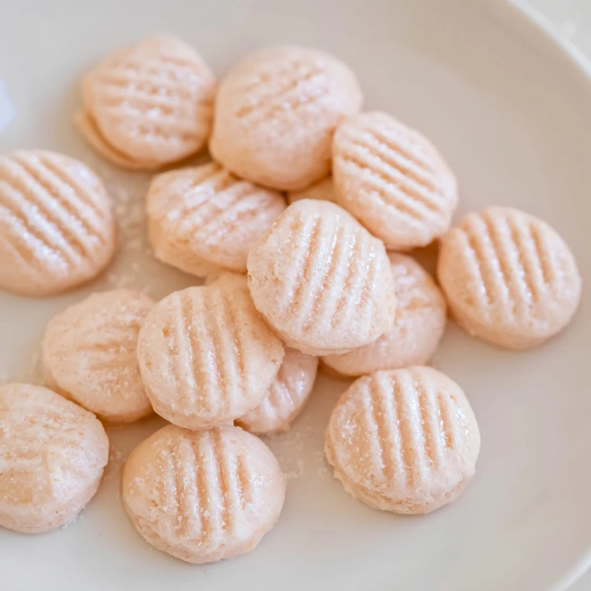 Confiseries crémeuses à l'orange décorées avec des marques de fourchette sur du papier parchemin
