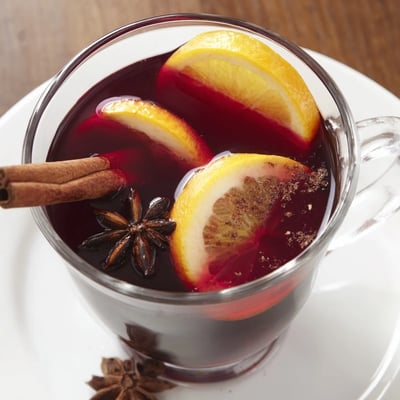 A close-up shot of homemade Spiced Wine, the alcohol-free recipe perfect for cool evenings.