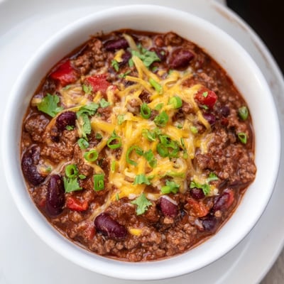 Beef and Bean Chili avec fromage cheddar, une gamme de bols garnis de garnitures.