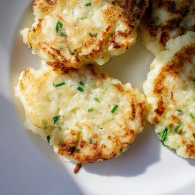 Des Irish Potato Cakes with Scallions encore fumantes, accompagnées d'un filet de beurre fondu sur le dessus.